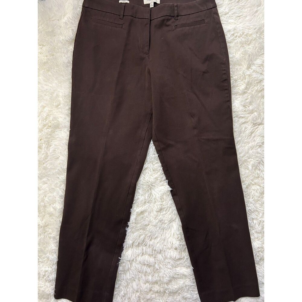 Talbots Womens Size 14 Brown Curvy Fit Straight Leg Trousers Work Pants
